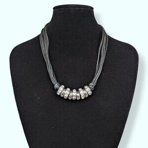 Vintage 7-Strand Rhinestone Cord Necklace